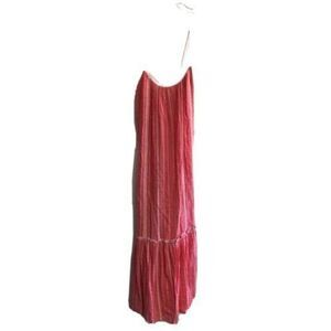 Lemlem By Lily Kebede Ruffle Maxi Dress XS Cross Back Straps Cotton Red